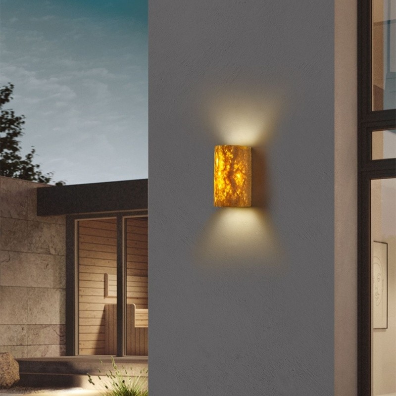 Half-Cylinder Travertine Wall Lamp – Modern Wabi-Sabi LED Light S304