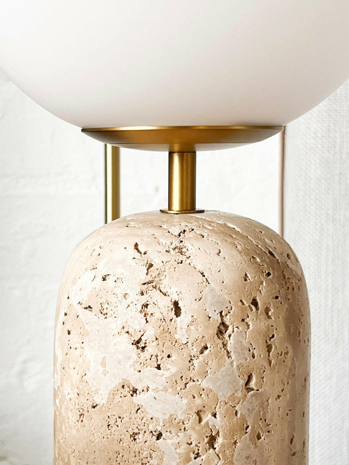 Modern Minimalist Travertine Base Glass Orb Table Lamp G62