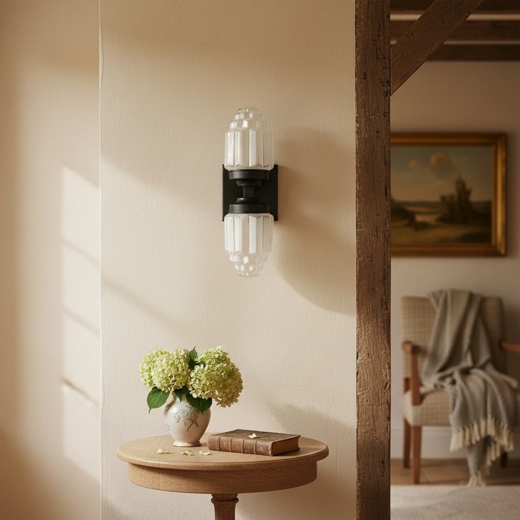 Tierlux Glass Art Deco Wall Sconce - Glass Frosted Globes with Skyscraper Globe T294
