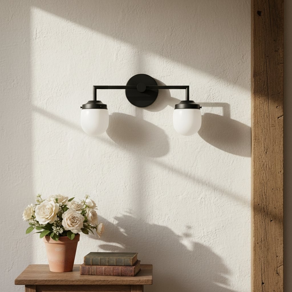 Opalume Glass Double Vanity Light - Vintage Style Bathroom Double Wall Lighting T303