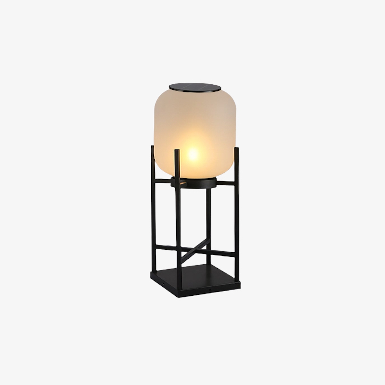 Minimalist Lantern Floor Light – Glass Shade for Outdoor Spaces