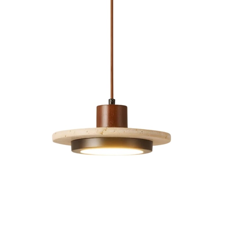 Travertine Disc LED Pendant Light - Modern Retro Dining Room Lamp S277