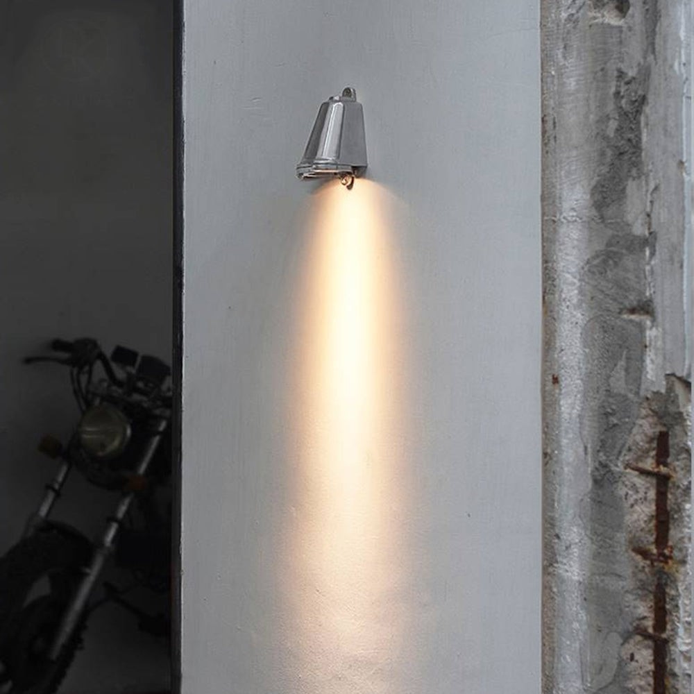 Orr Industrial Metal Bell Shaped Outdoor Wall Lamp, Black/Gray/Coppery/Aluminum G114