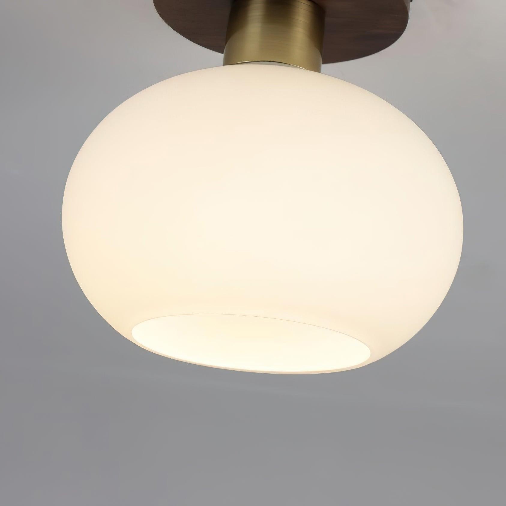 Vintage Wabi-Sabi Walnut Copper Glass Ceiling Lamp For Living Room M309