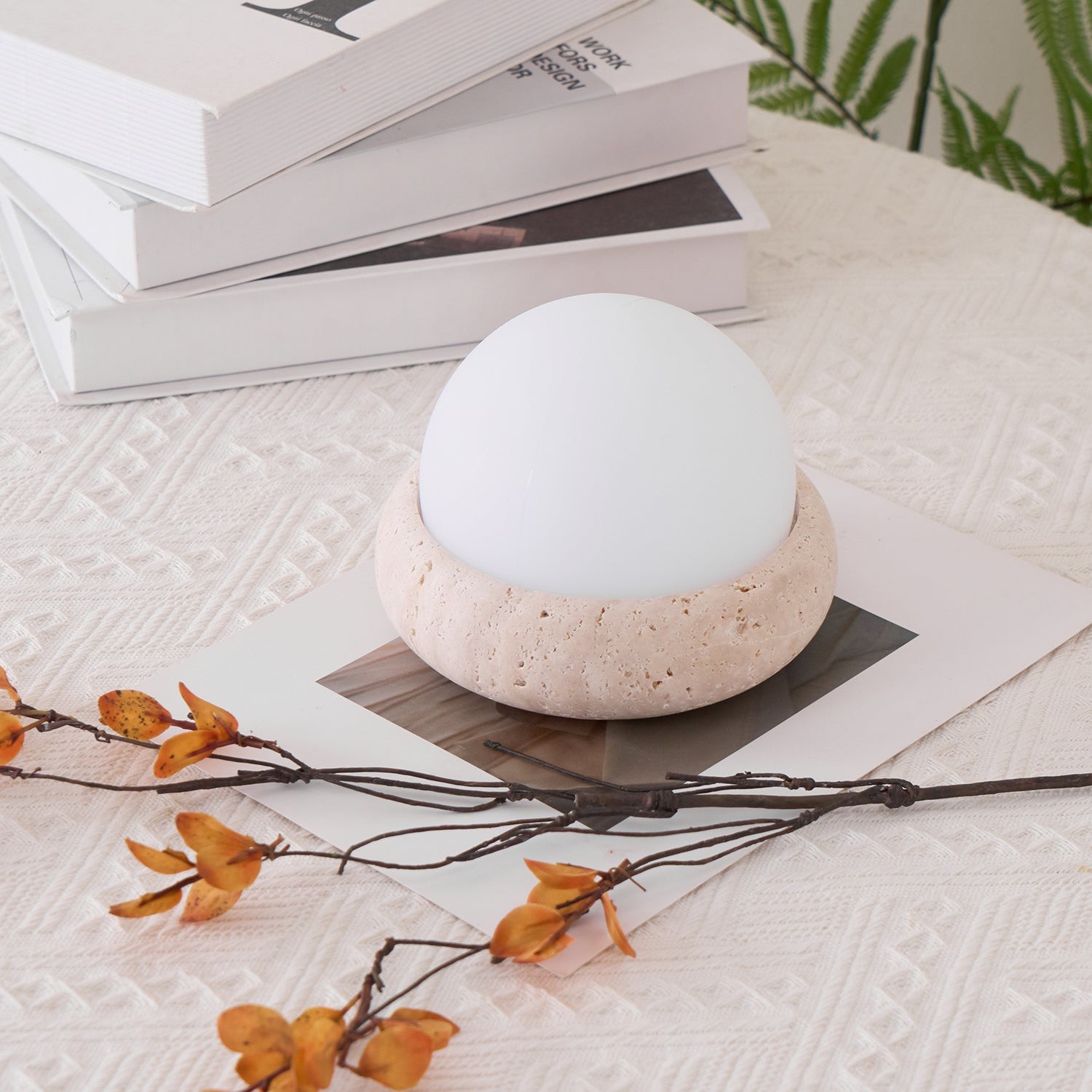Modern Travertine Cute Mini Orb Table Lamp G40