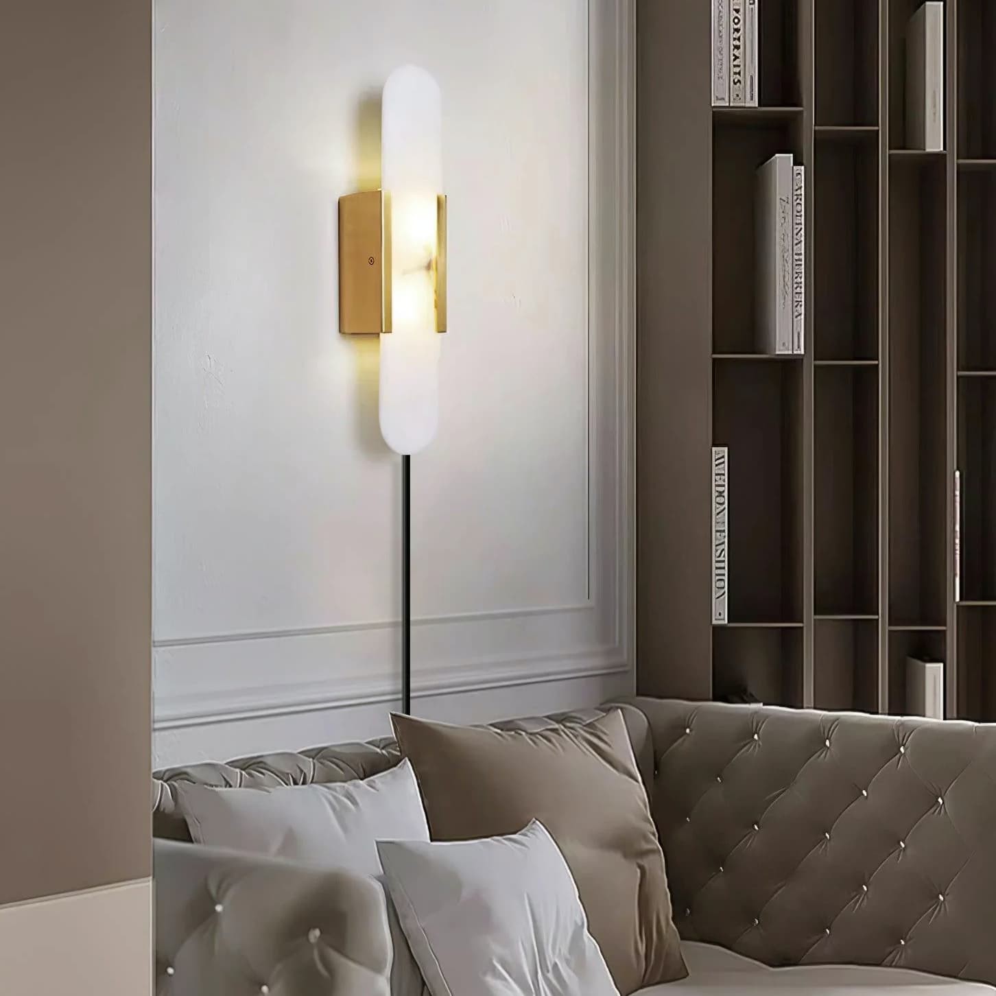 Alabaster Elongated Plug In Wall Lamp M135