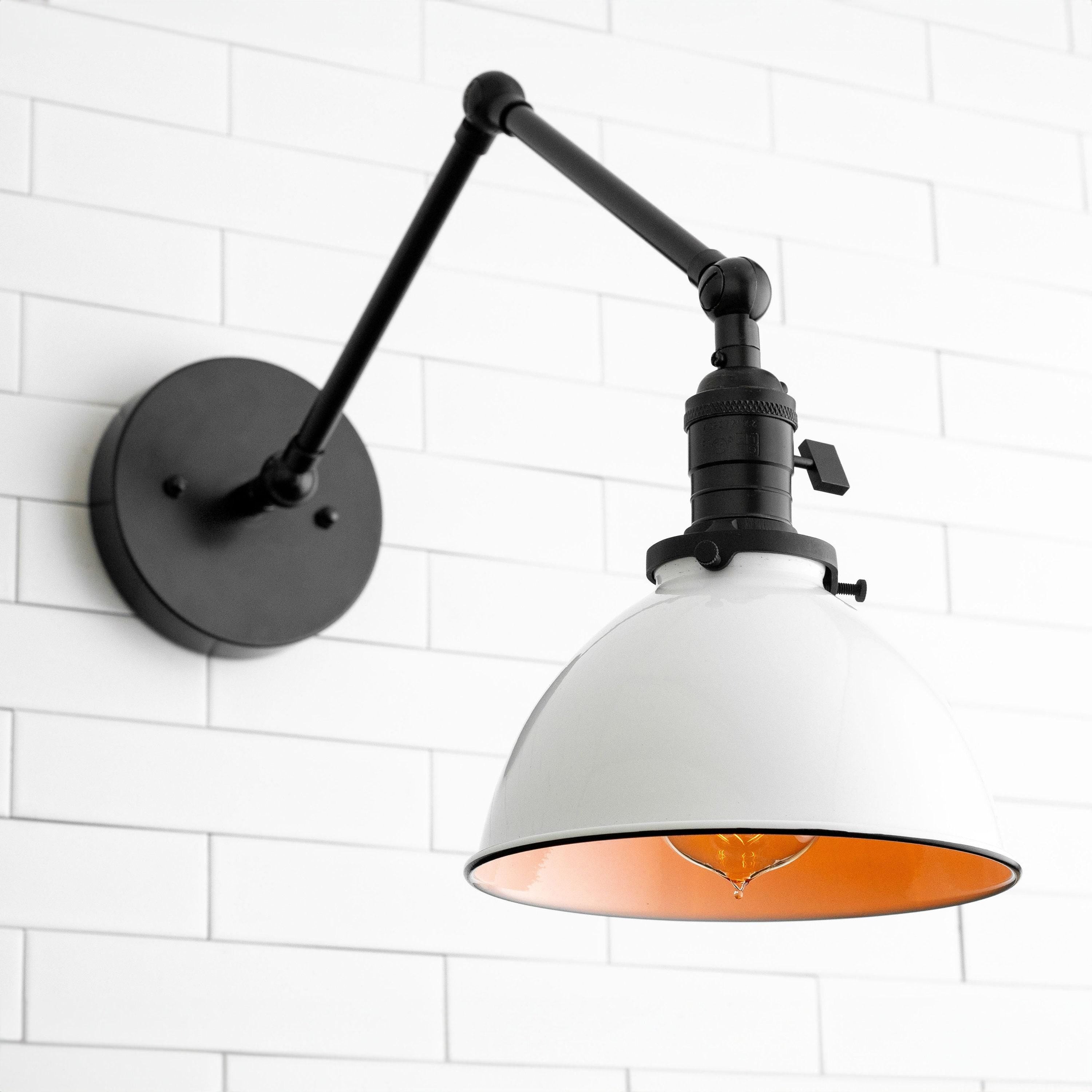 Conique Metal Vintage Industrial Swing Arm Wall Lamp - Adjustable Dome Shade for Study T313