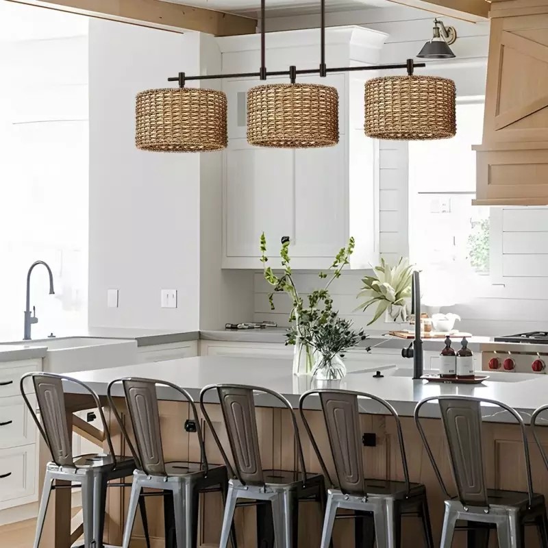 Raphael 3 Light Dimmable Drum Rattan Pendant Lamp S106