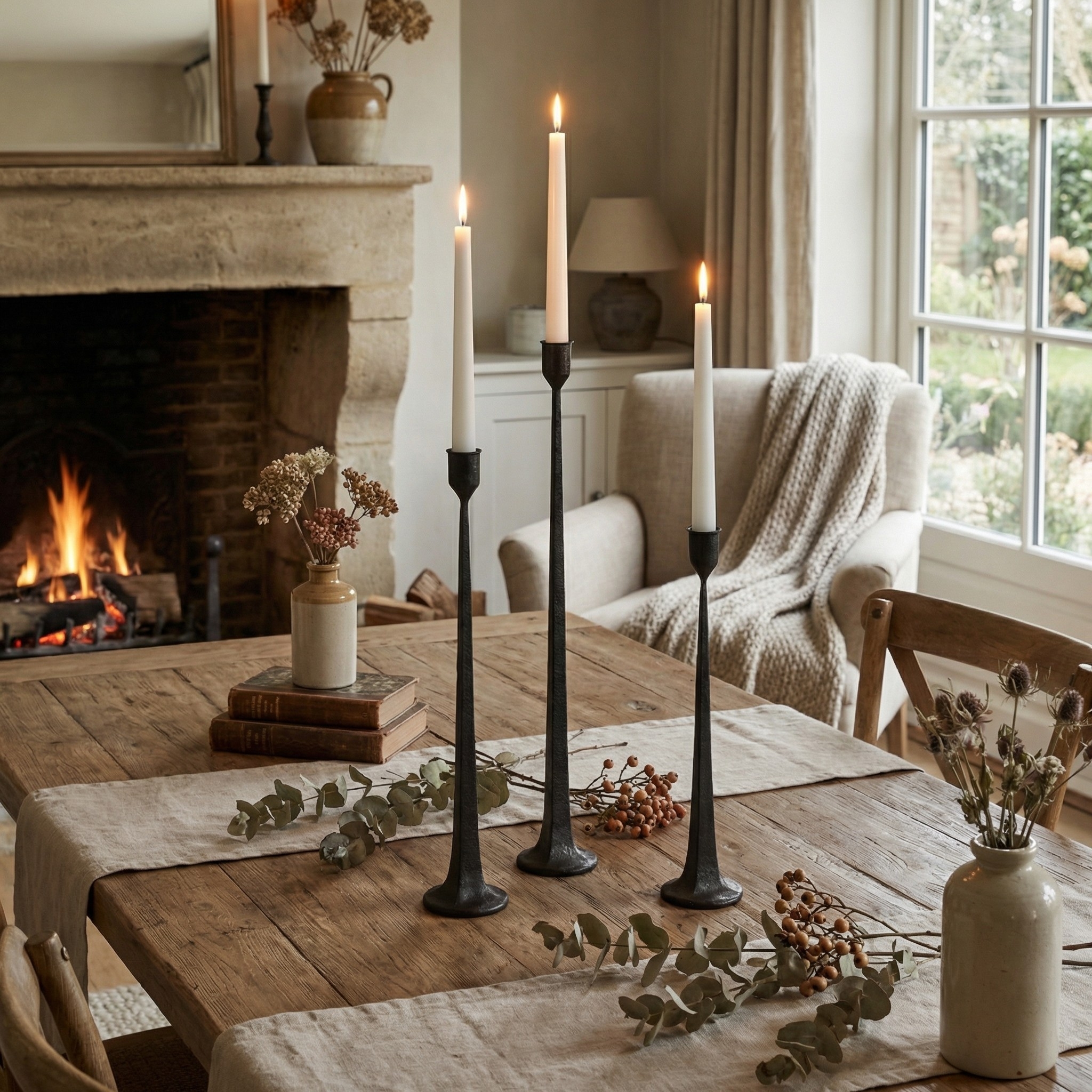 Tegna Tall Minimalist Taper Candle Holders - Modern Dining Table Decor T1190