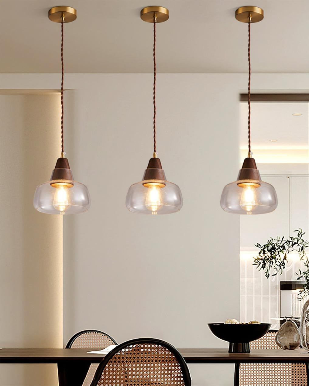 Walnut Glass Pendant Lamp M200