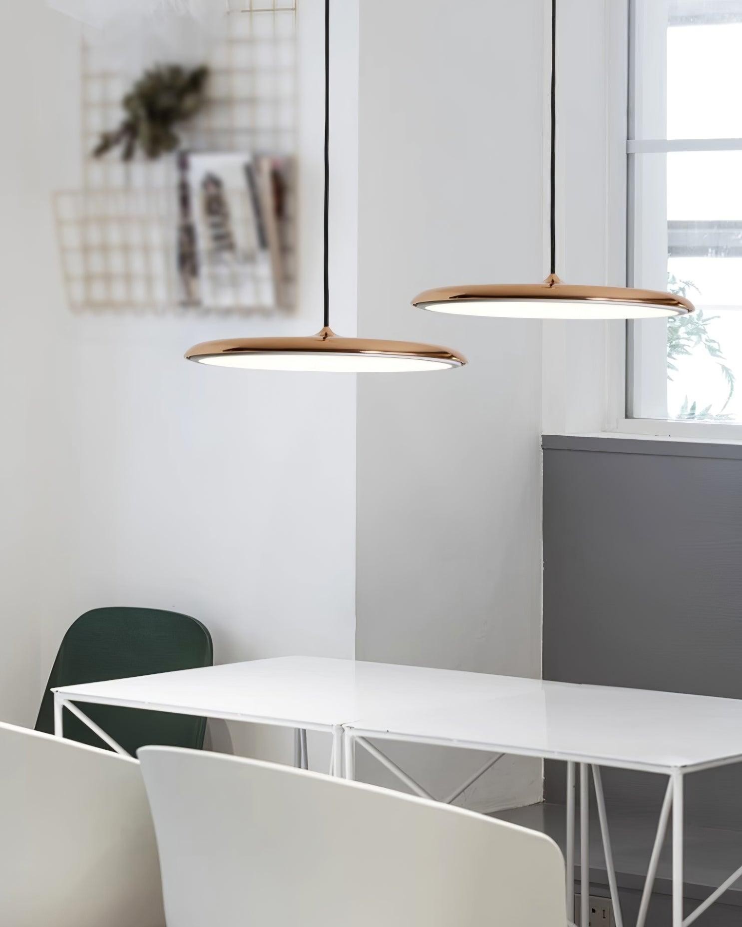 Modern Metal Saucer Pendant Light – Slim Design with LED Lighting M45