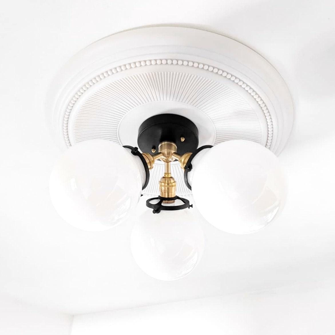 Glorica Glass Globe Light - Mid Century Semi Flush Ceiling Lamp T373