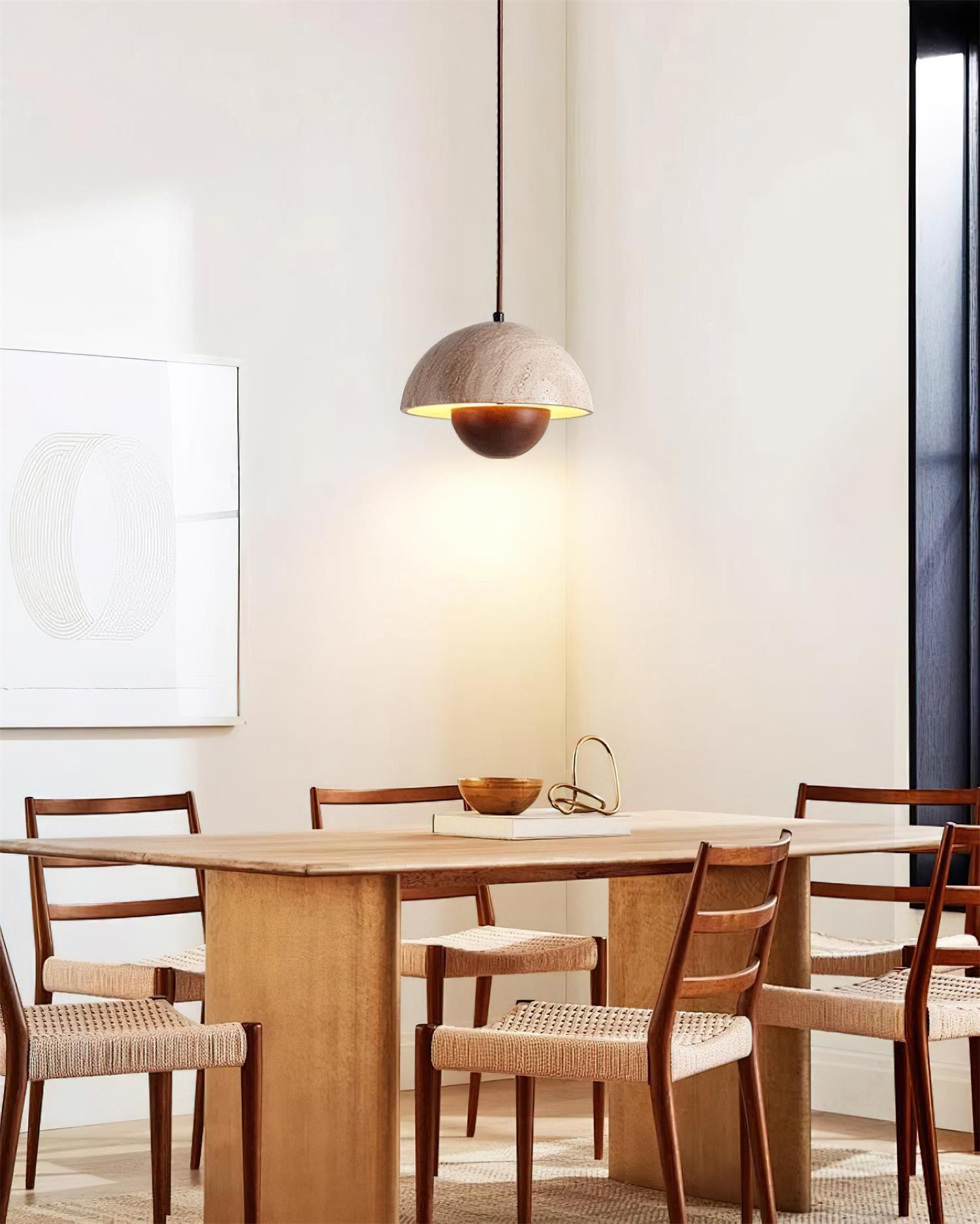 Semicircular Pendant Lamp - Modern Travertine Living Room G70