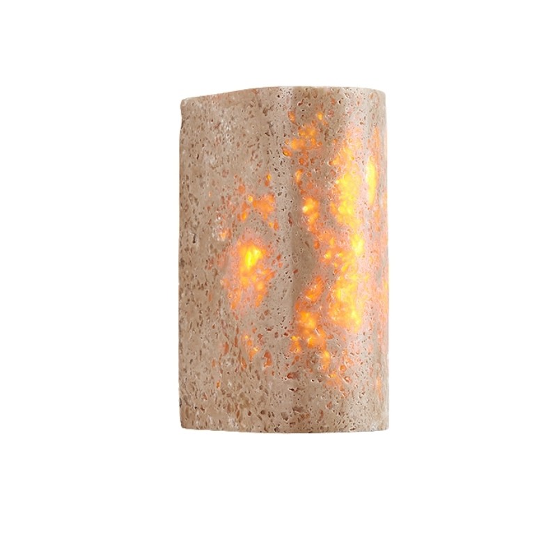 Half-Cylinder Travertine Wall Lamp – Modern Wabi-Sabi LED Light S304