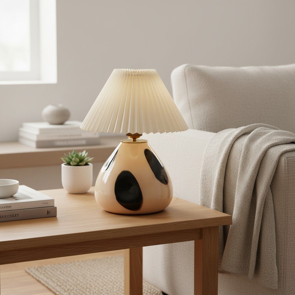 Undara Decorative Table Lamp – Fabric Shade Glass Base for Home T591