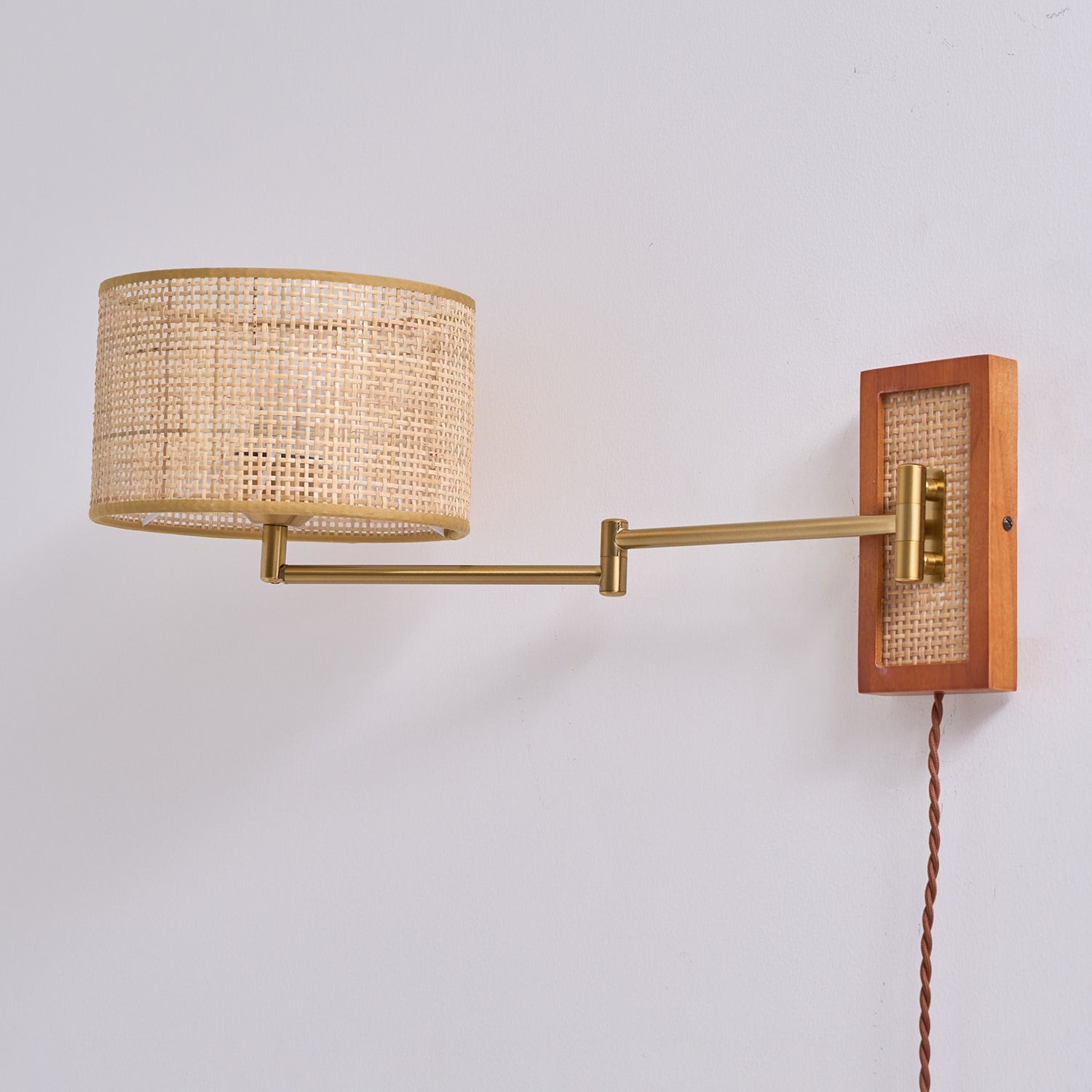 Rattan Swing Arm Wall Lamp P013
