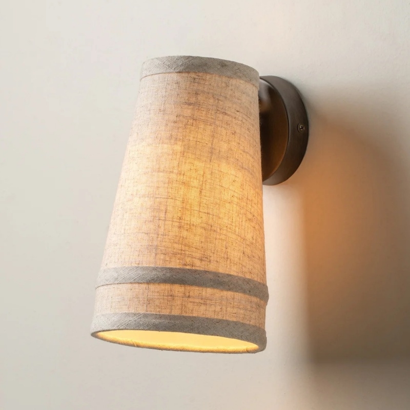Zalen Wall Light - Textured Linen Shade with Retro Bronze Design T652