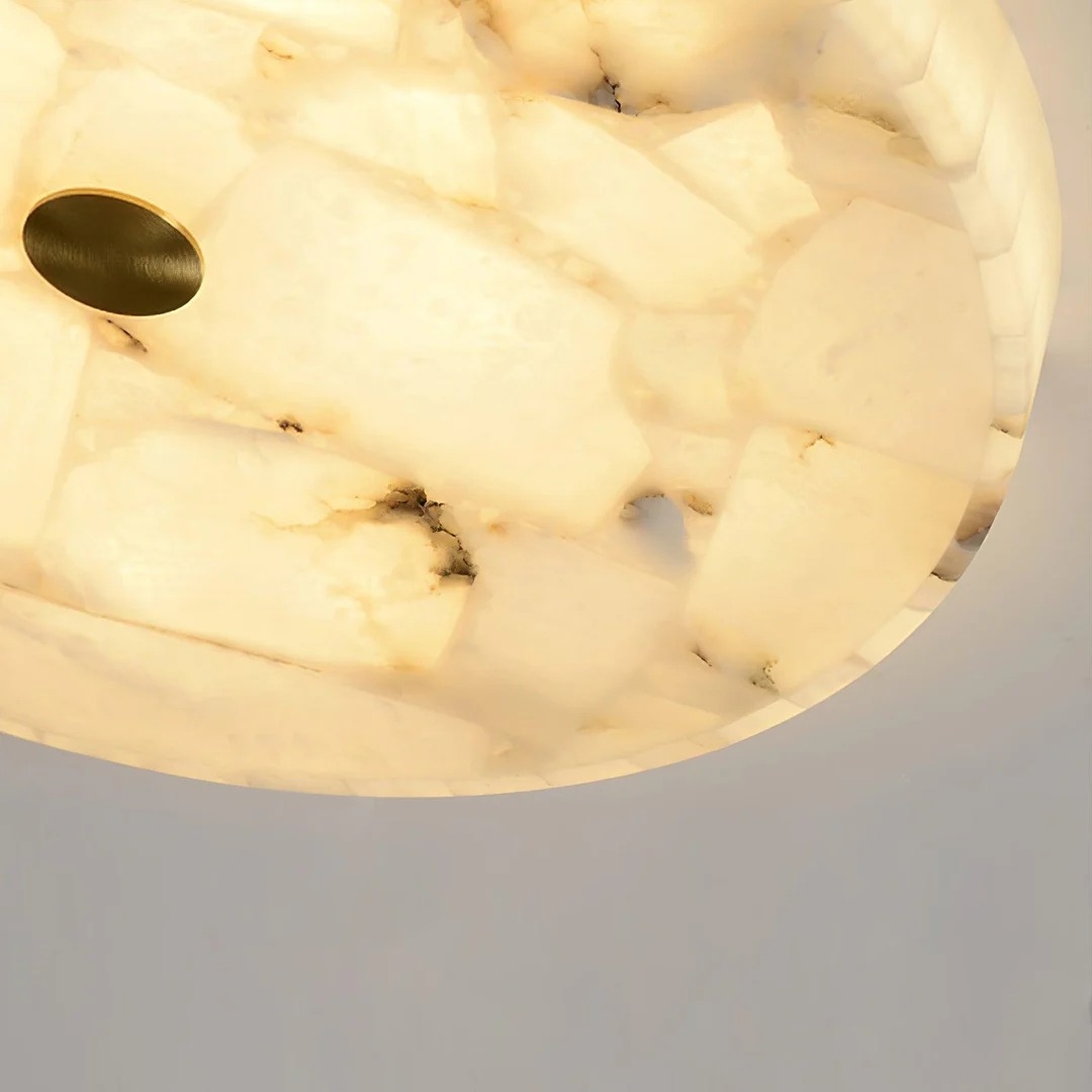 AlbaSphere Modern Round Ultra Thin Ceiling Lamp - Alabaster Contemporary Home Lighting T1151
