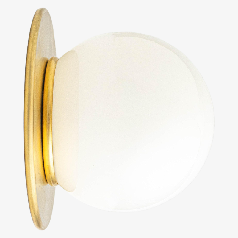 Glorica Glass Solid Brass Vanity Sconce - Compact Flush Mount Globe Light T384