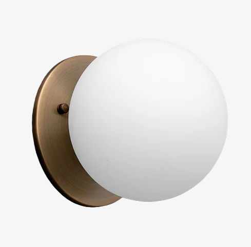 Glorica Glass Brass Wall Sconce - Frosted Globe Classic Light For Warm Ambiance T396
