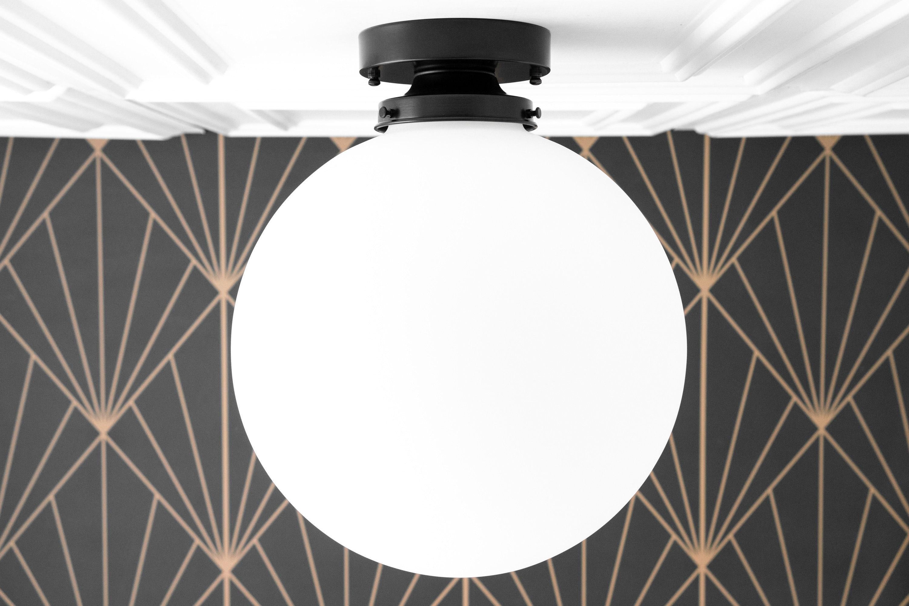 Glorica Glass 12 Inch Globe Ceiling Light - Frosted Glass Art Deco Pendant And Flush Mount T362