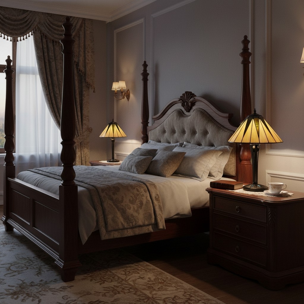 TF Dark Star Tiffany Style Geometric Shade Table Lamp for Bedroom and Accent Lighting T975