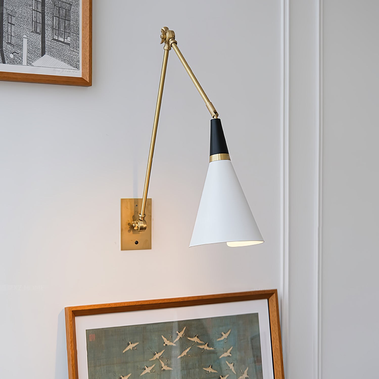 Vintage Metal Adjustable Swing Arm Wall Lamp G37