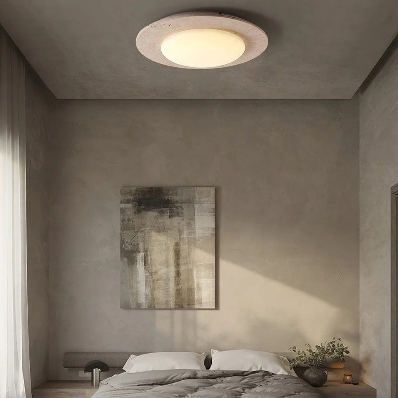 Integrated LED Travertine Ceiling Light – Simple Sky Dome Design S301