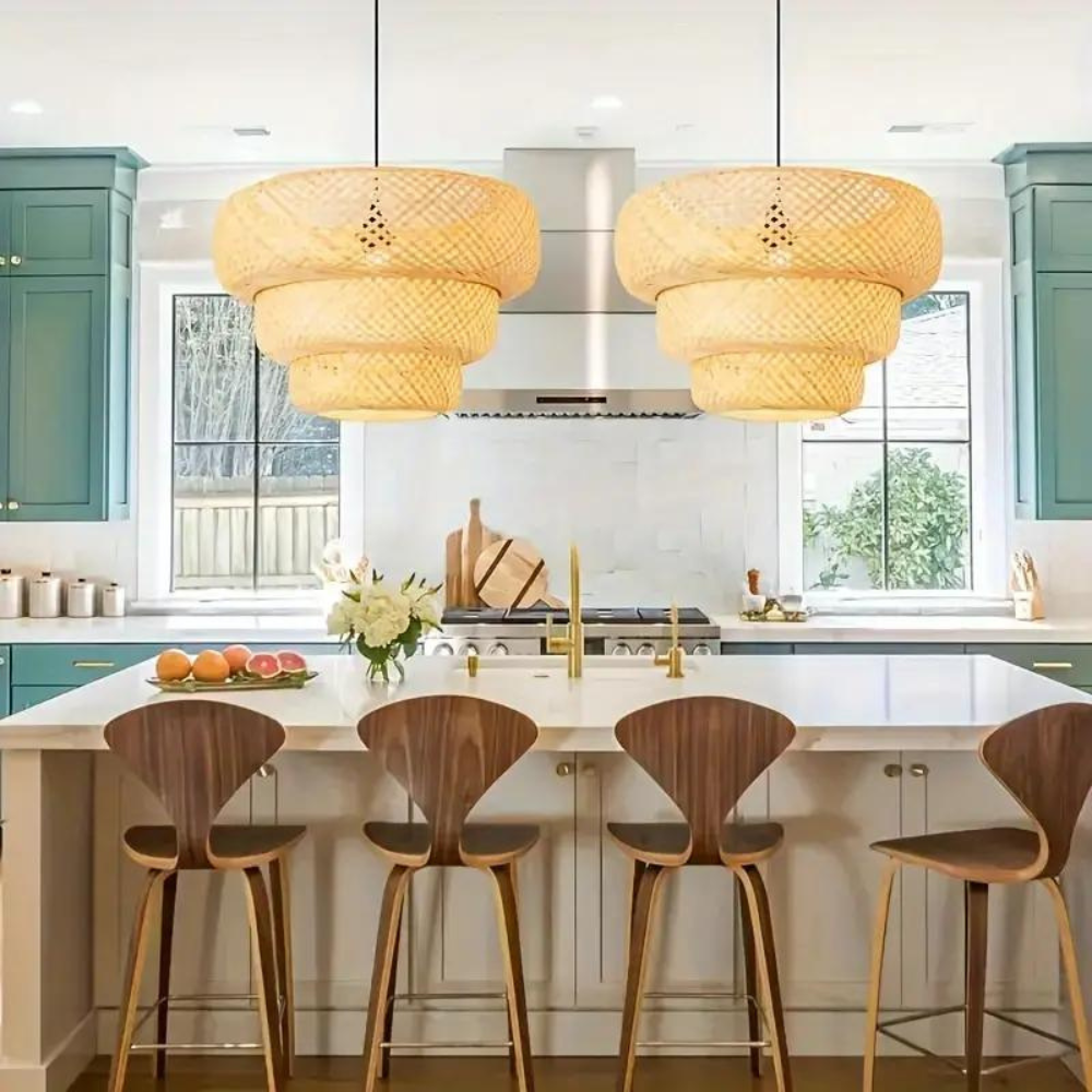 Boho Bamboo Pendant Light Fixture T2121