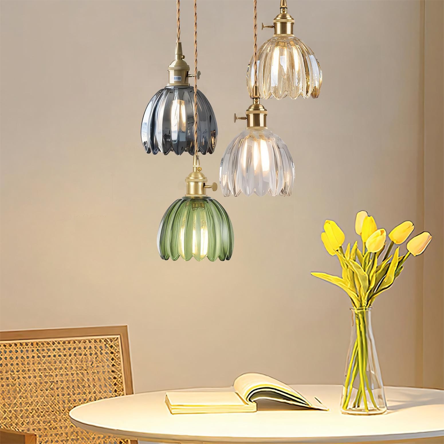 Japanese Retro Glass Flower Pendant Light S17
