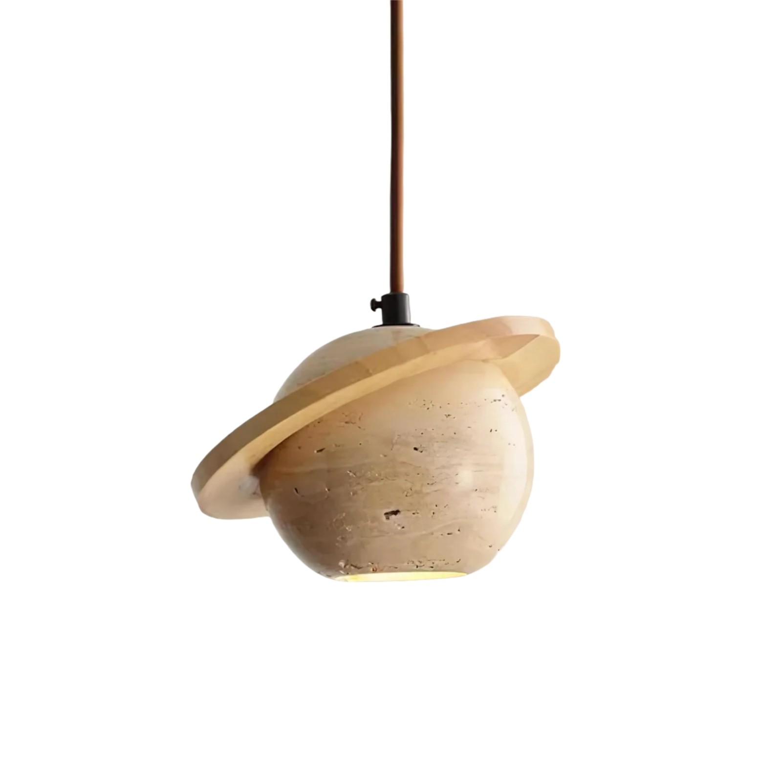 Saturn Pendant Light In Travertine With Warm Ambient Glow S286