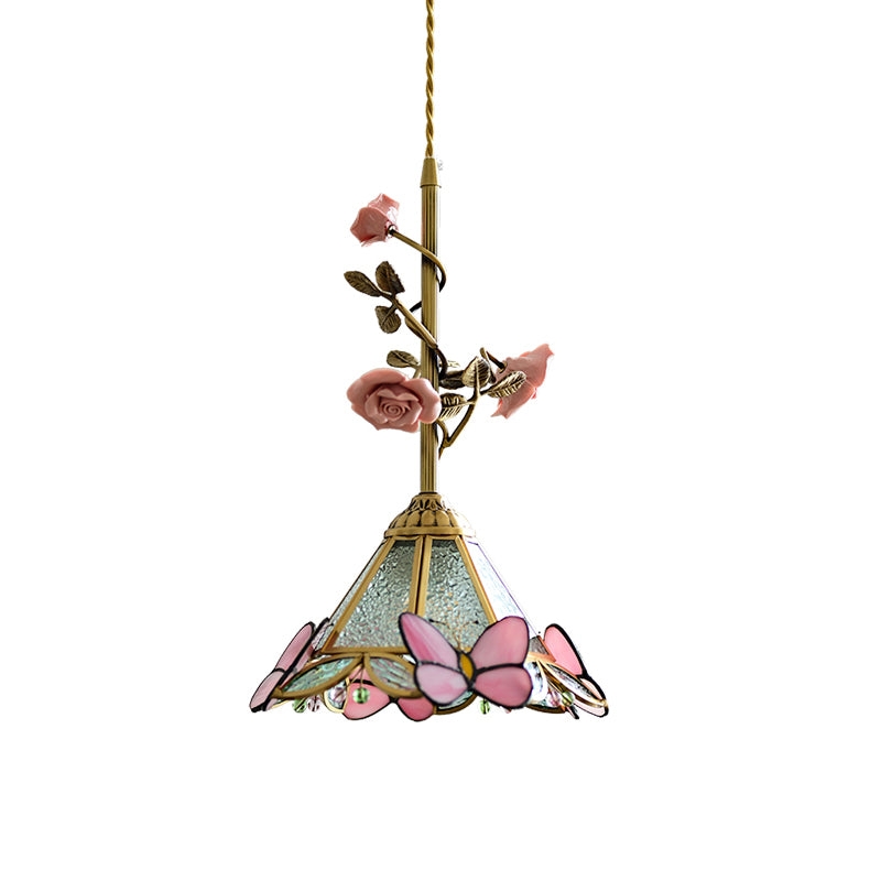 Lalique Rose Glass Pendant Lamp T1898