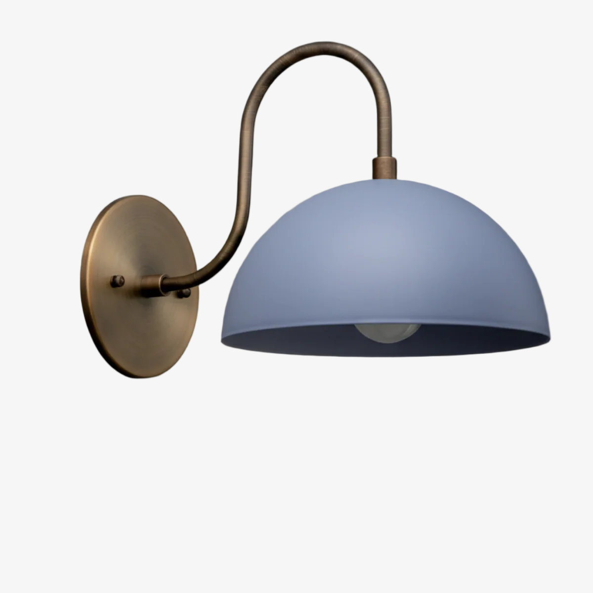 Curva Metal  Industrial Wall Sconce - Curved Brass Arm - Hammered Dome Light Fixture T408