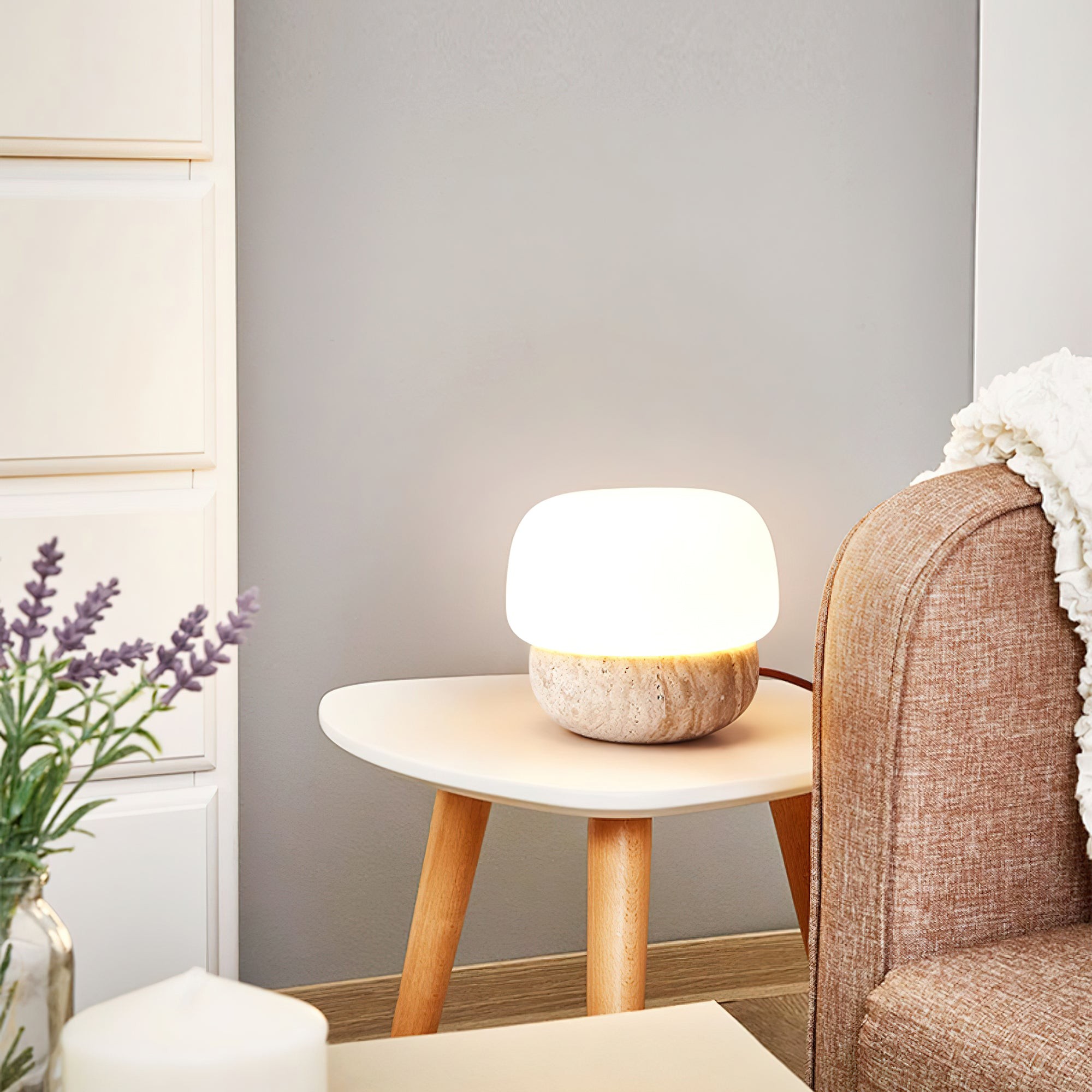 Nordic Style Round Travertine Table Lamp M558