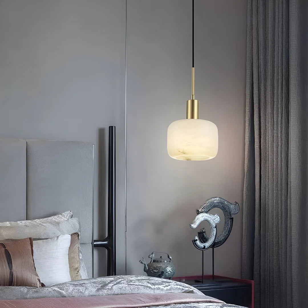 Velia Acorn Alabaster Minimalist Pendant Light T2168