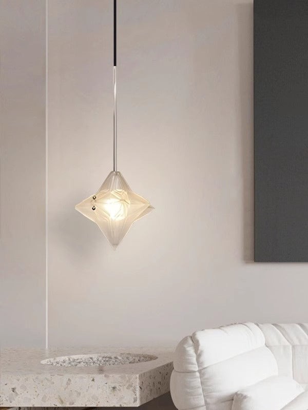 Art Deco Astris Elara Star Pendant Light - Frosted Glass Pendant with Geometric Style T434