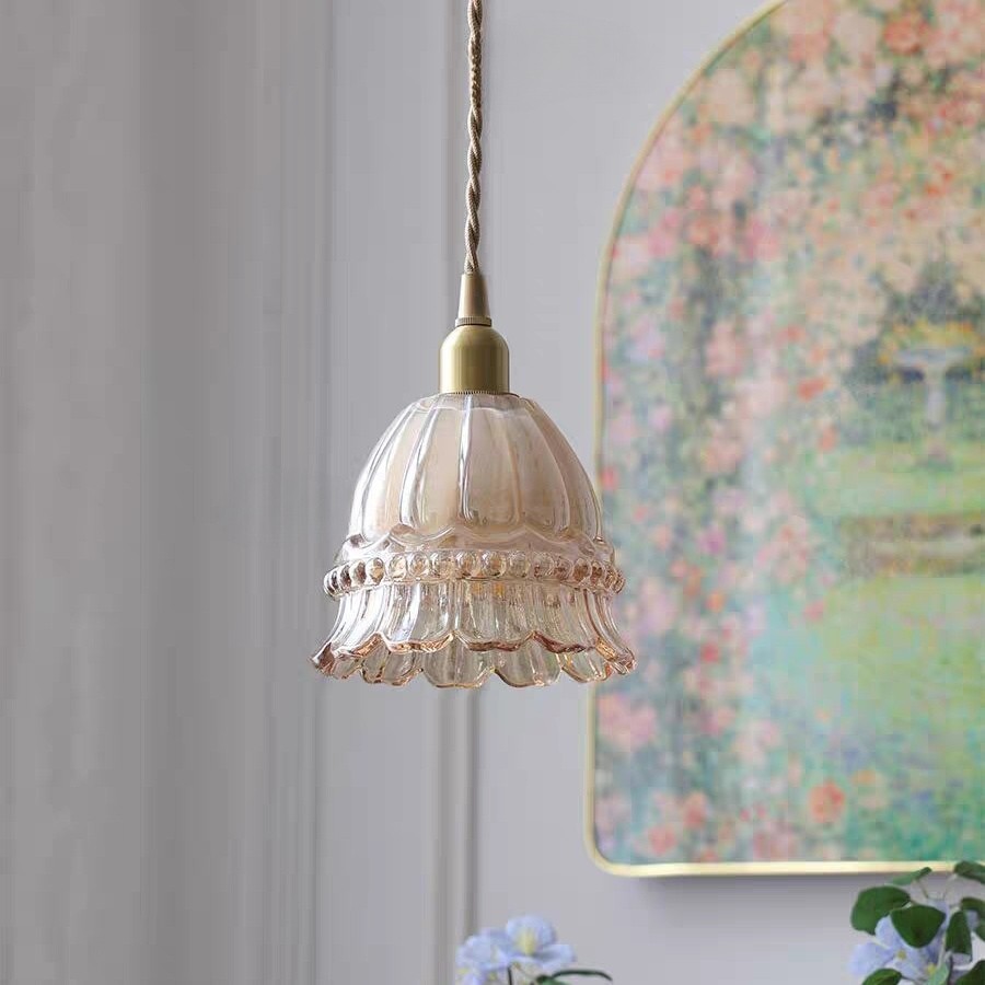 French Pastoral Jellyfish Glass Pendant Light G67