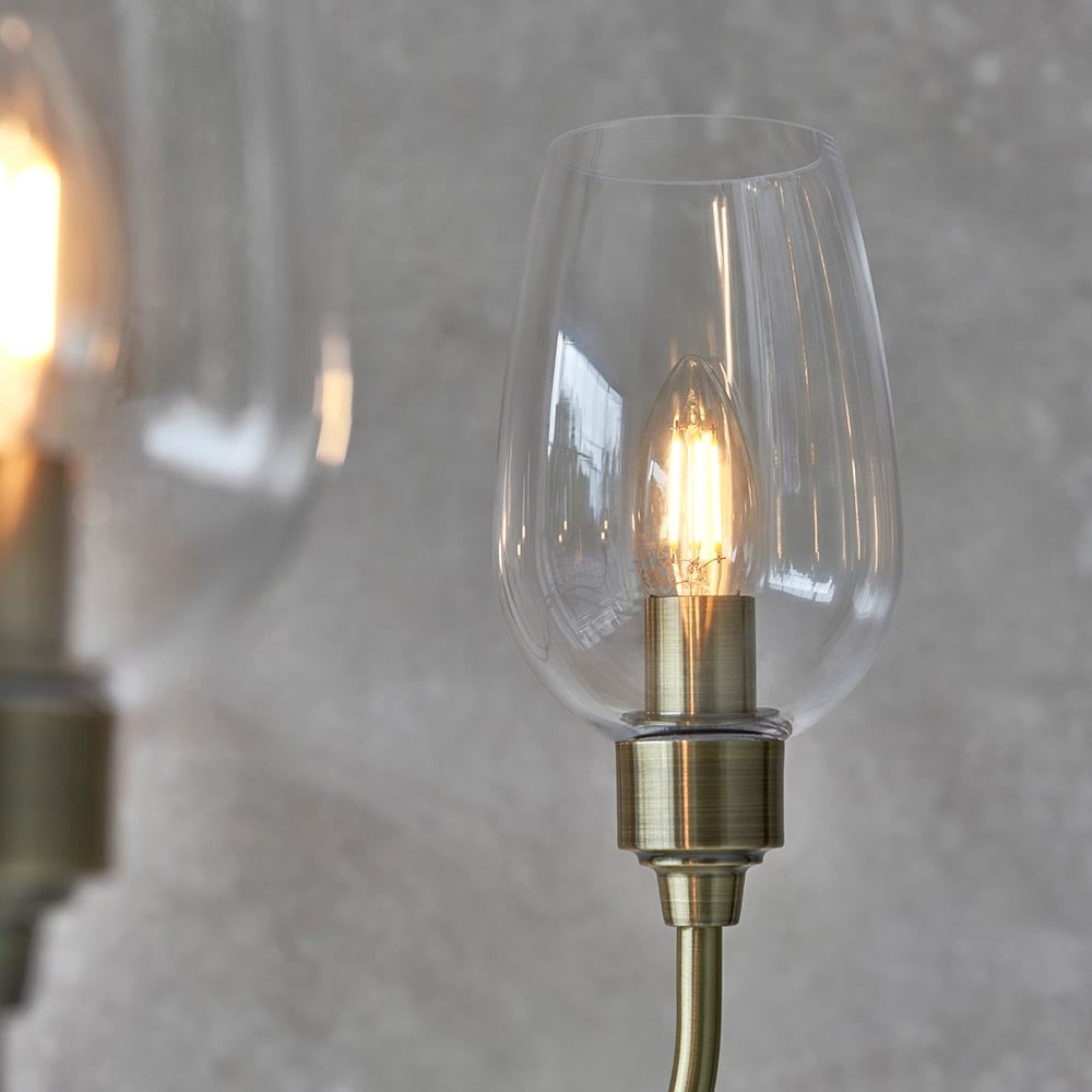 Clarione Art Deco 6-Light Linear Chandelier with Blown Glass Shades for Kitchen T930