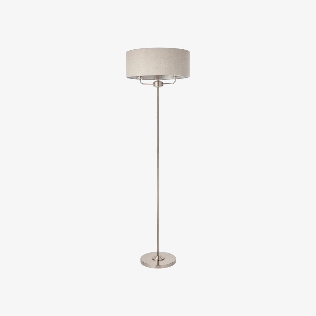 Tela Drum Shade Floor Lamp - Contemporary Fabric Standing Lamp for Home Office T1040