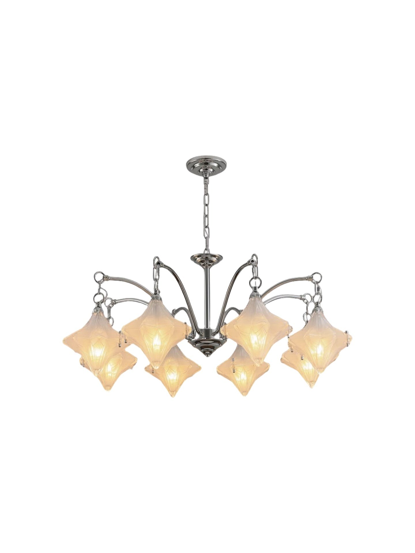 Art Deco Astris Star Chandelier - Frosted Glass Deco Fixture for Dining Room T433