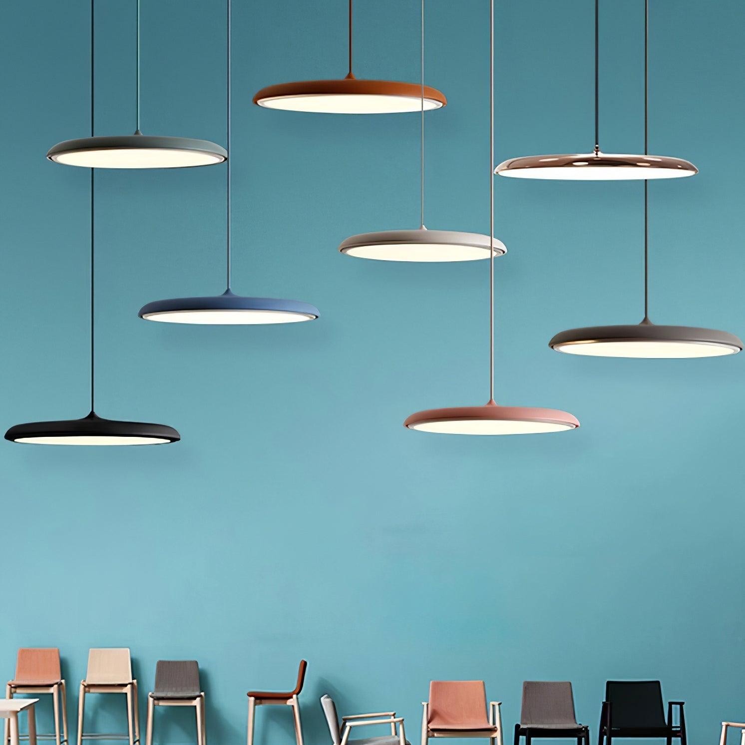 Modern Metal Saucer Pendant Light – Slim Design with LED Lighting M45