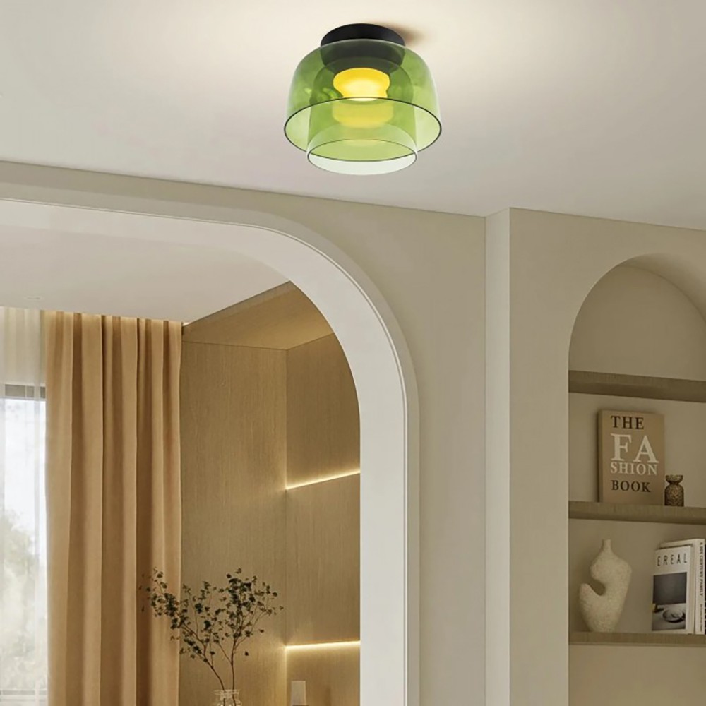 Nordic Morandi Glass Bowl Shaped Ceiling Lamp S184