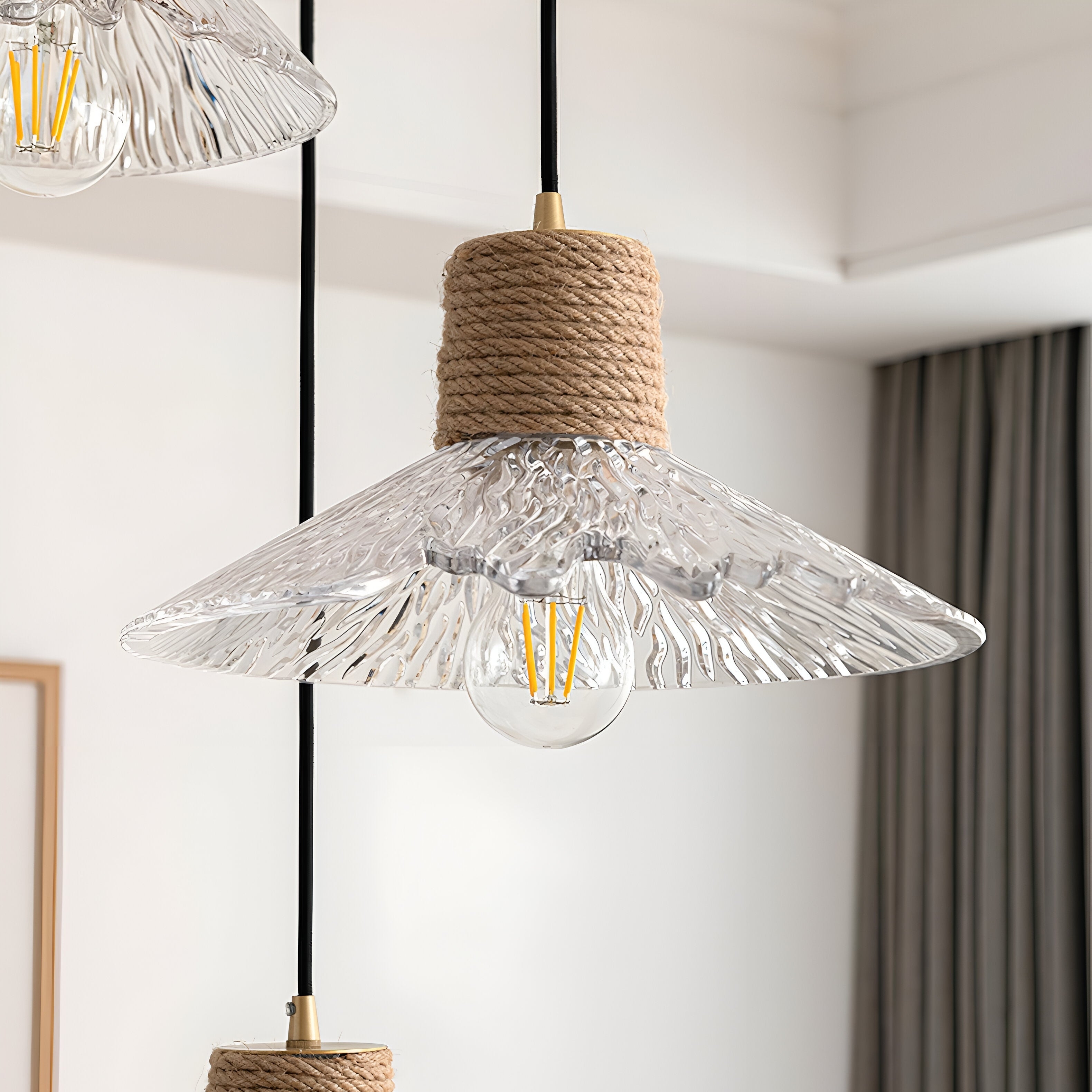 Nordic Hemp Rope Glass Pendant Light T2162