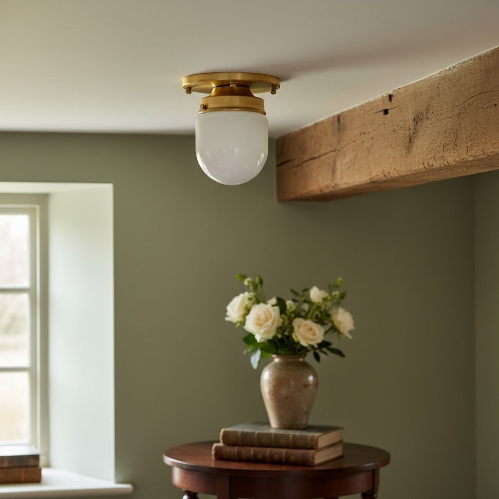 Opal Globe Ceiling and Wall Flush Mount - Art Deco Light for Corridor T300