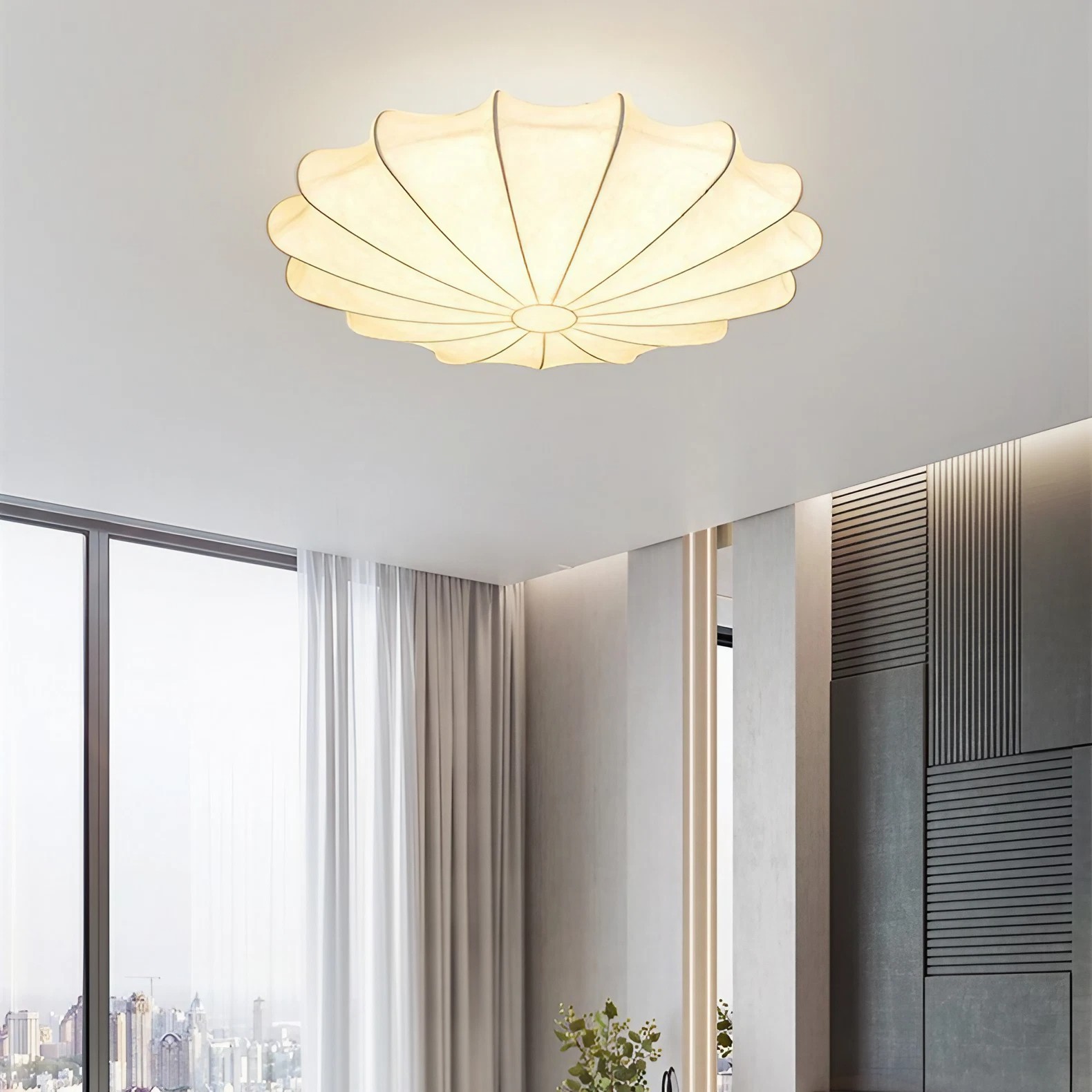 Japanese Style Wabi-Sabi Style Silk Ceiling Lamp S52