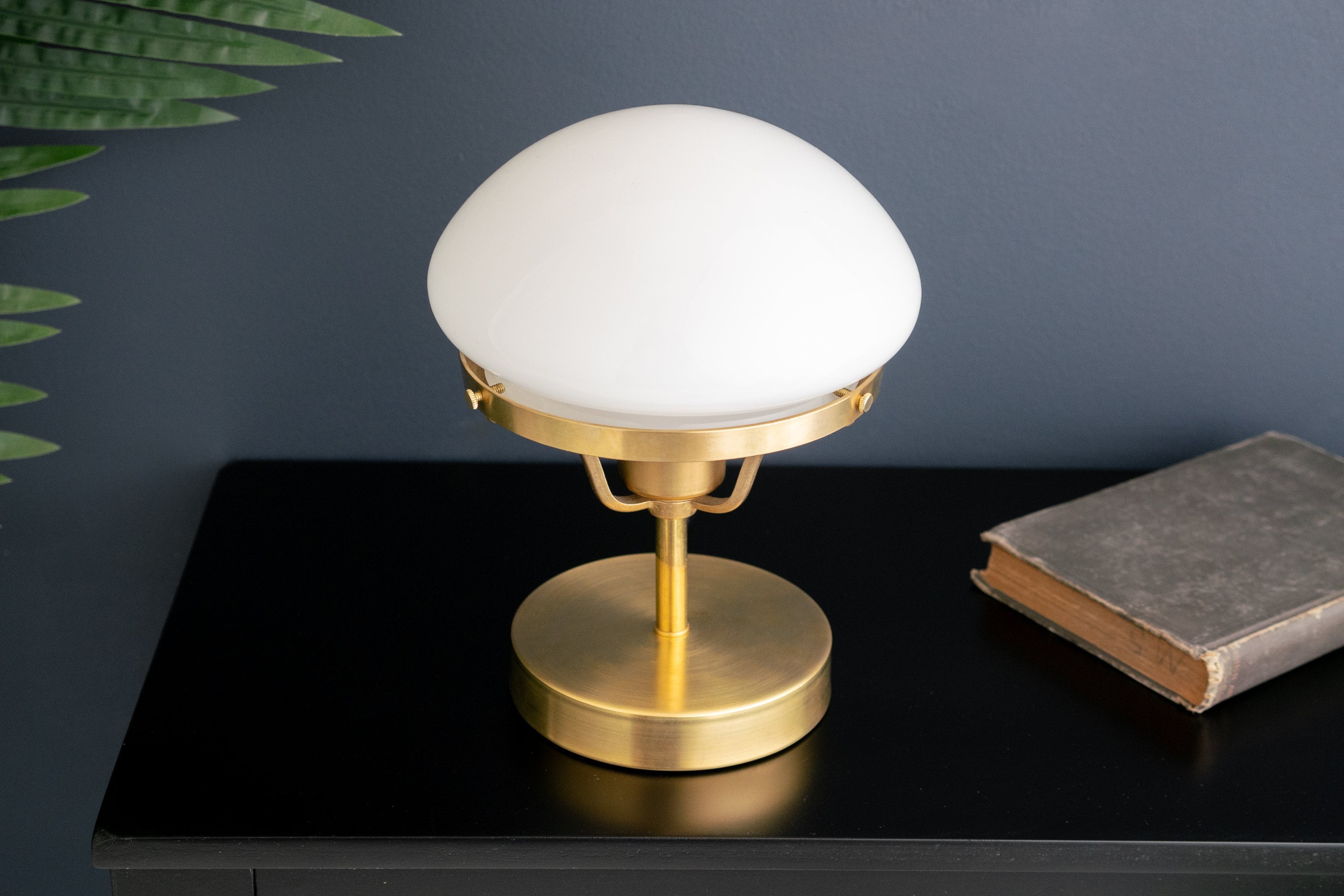 Ornato Luxe Modern Brass or Black Table Lamp - Eggshell Frosted Glass Fixture T358