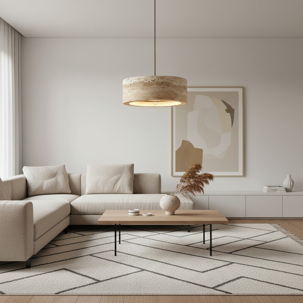 Kairis Neutral Tone Stone Pendant Lamp - Wabi Sabi Style for Kitchen Island T559