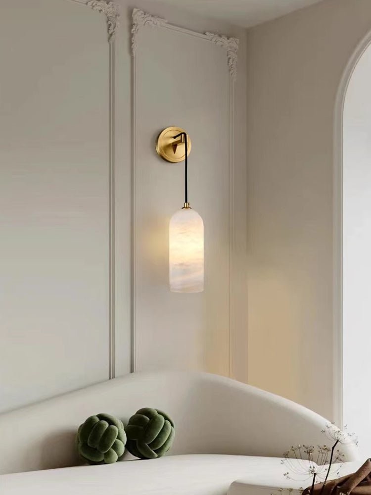 Modern Minimalist Copper Natural Marble Adjustable Wire Wall Lamp M346
