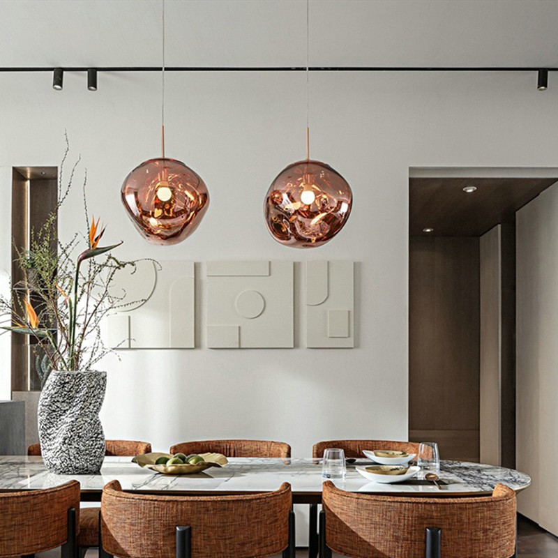 Glass Dynamic Pendant Light - Artistic Metallic Glow Pendant for Dining Area S54