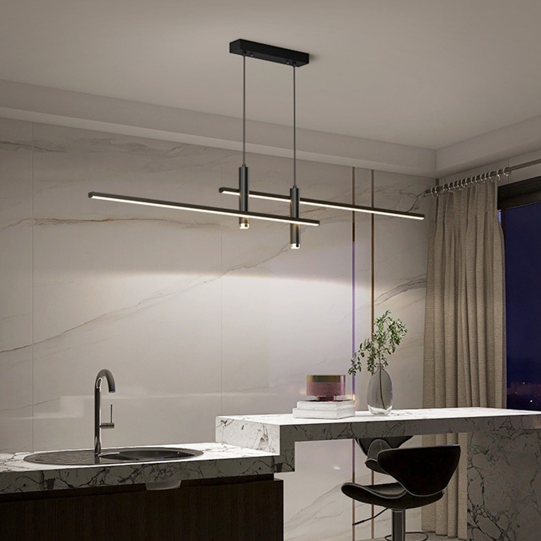 Modern Minimalist Sleek Metal Rod Chandelier M34